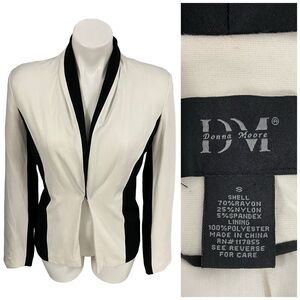 Donna Moore Blazer Womens Small Black Cream Color Block Corpcore Boardroom Work